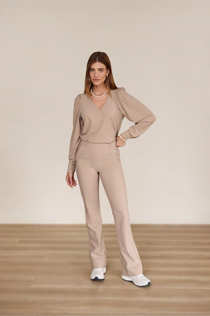 Studio Anneloes Flair bonded trousers Beige