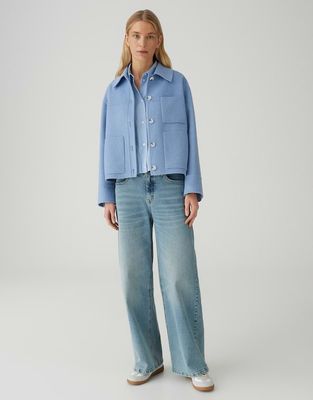 Opus Helia Jas wolmix regular fit Blauw