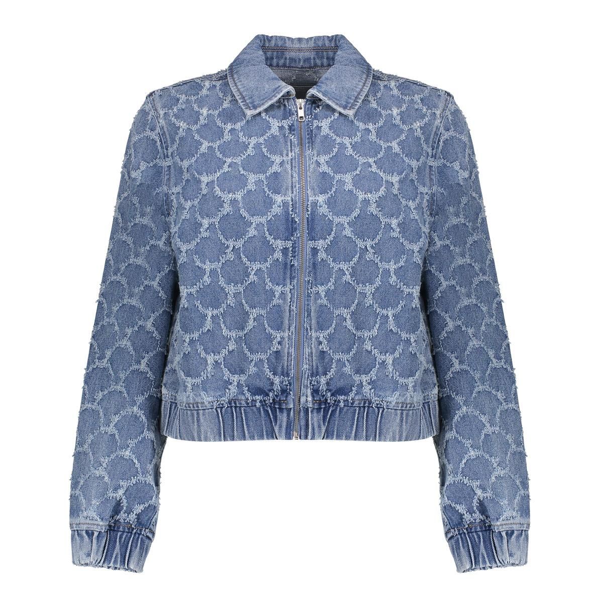 Geisha Jeansjacket jacquard circles Blauw