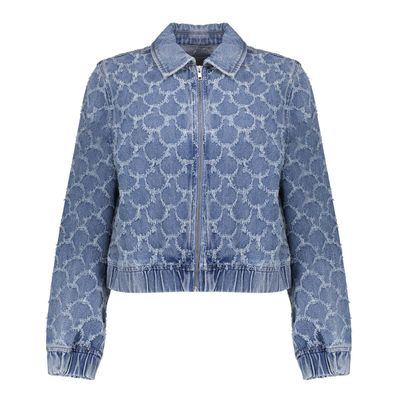 Geisha Jeansjacket jacquard circles Blauw
