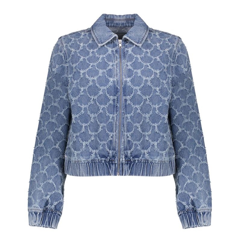 Geisha Jeansjacket jacquard circles Blauw