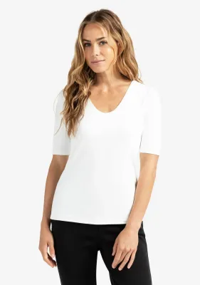 YAYA T-shirt with V-neck Wit