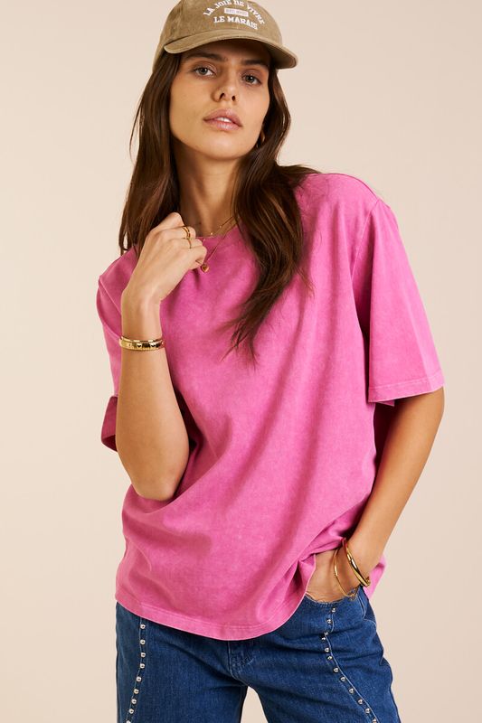 My Jewellery Basic T-Shirt Acid Wash Roze