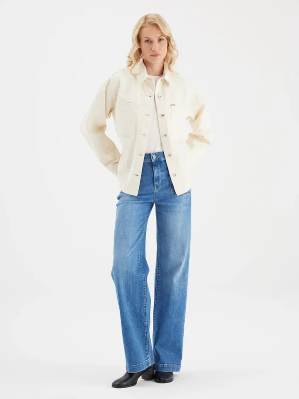 Cup Of Joe Denim oversized denim jacket Ecru