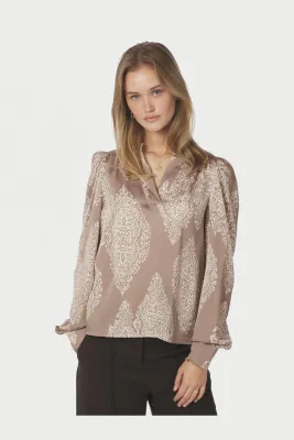 Neo Noir Rosslyn Paisley Drop Blouse Beige