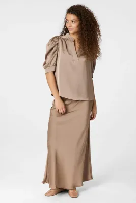 Neo Noir Roella Heavy Sateen Blouse Bruin