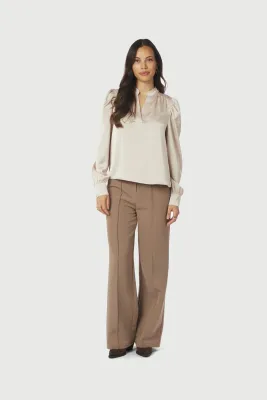 Neo Noir Rosslyn Heavy Sateen Blouse Beige