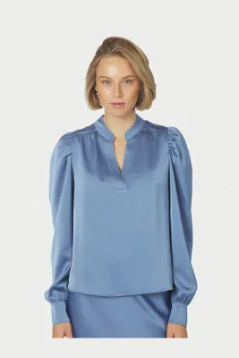 Neo Noir Rosslyn Heavy Sateen Blouse Blauw