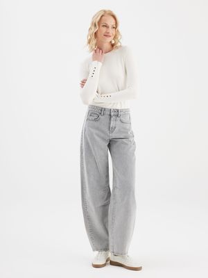 Cup Of Joe Denim mid waist balloon jeans Grijs Clara