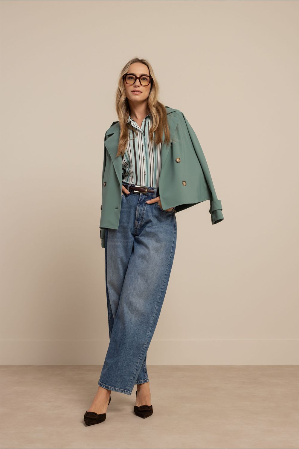 Studio Anneloes Cato bonded trenchcoat Groen