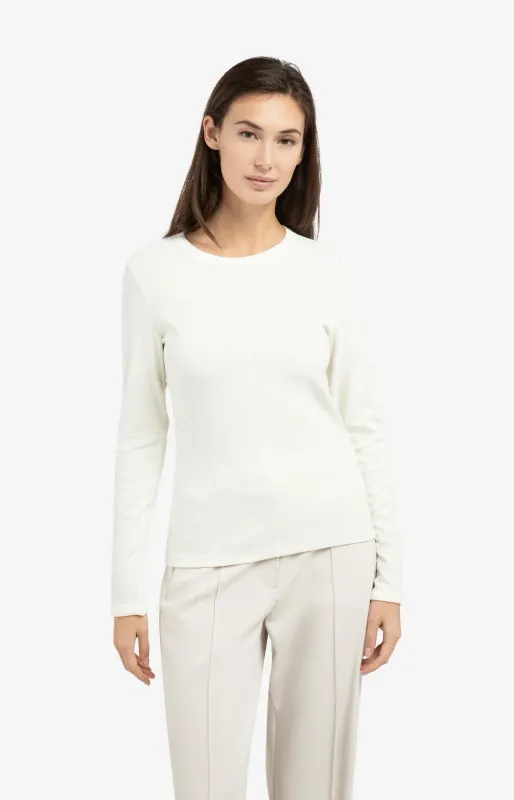YAYA Gestreepte lange mouwen top Beige