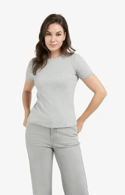 YAYA T-shirt met halsdetail Grijs