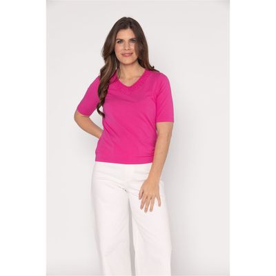 Roberto Sarto T-shirt v-hals Roze