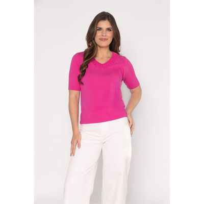 Roberto Sarto T-shirt v-hals Roze