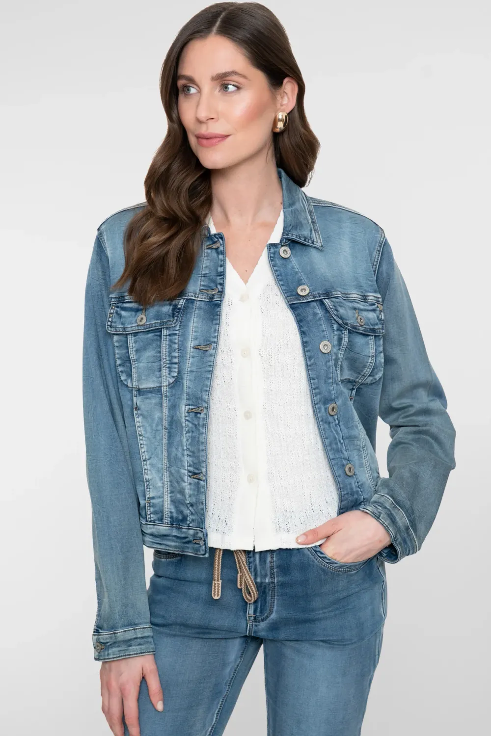 Geisha Jeansjacket Sabine Blauw