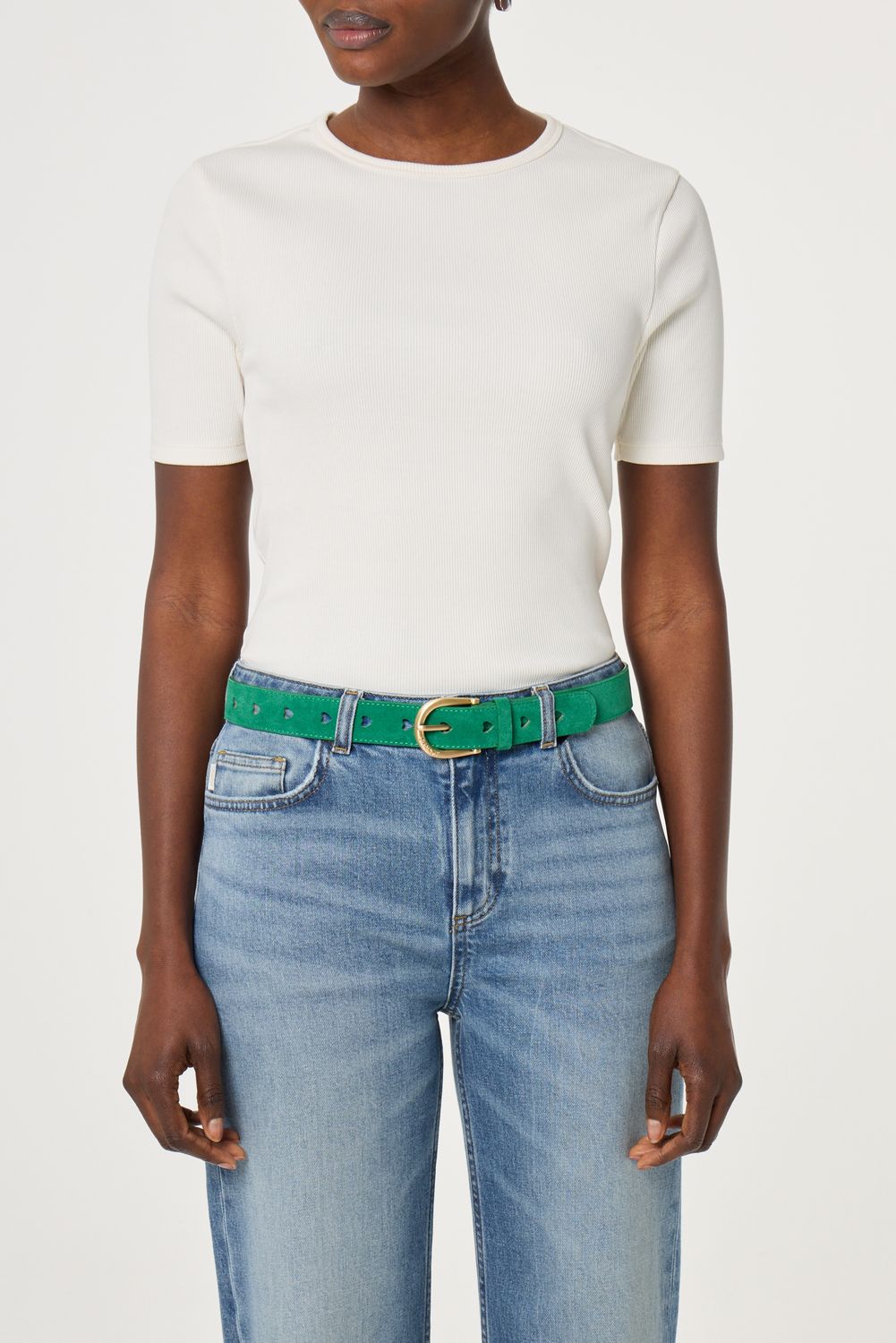 Fabienne Chapot Cut it Out Heart Belt Suede Groen