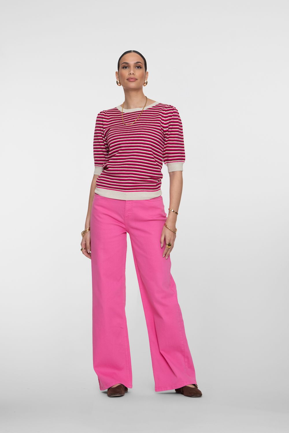 Geisha Pull stripe lurex Beige