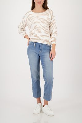 Monari Pullover met print champagne beige