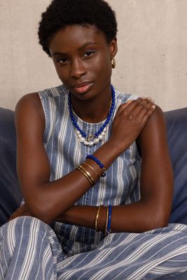 My Jewellery donkerblauwe kralenketting Goud