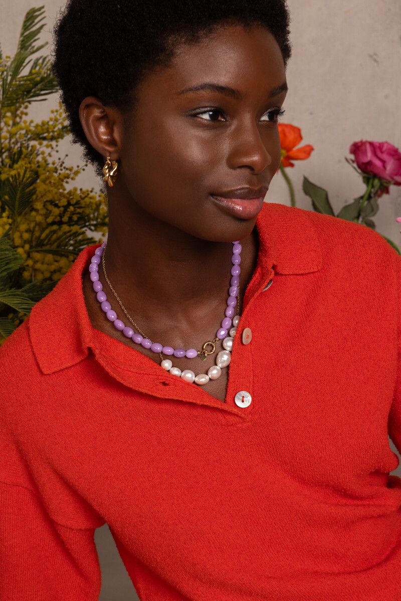 My Jewellery paarse kralenketting Goud