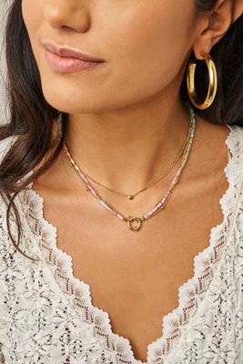 My Jewellery Botanical driedubbele ketting met multikleur kralen Goud