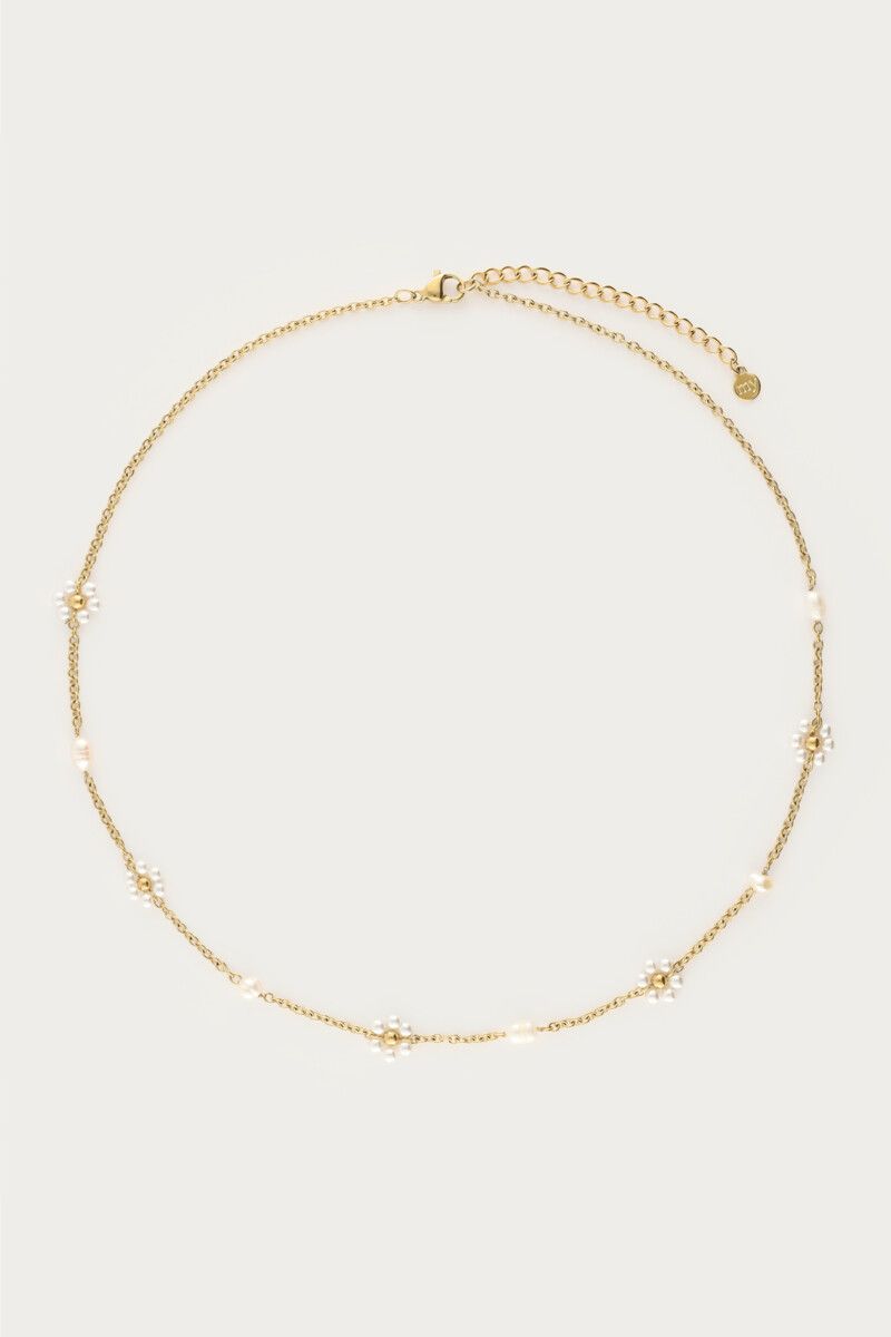 My Jewellery Botanical ketting met zoetwaterparel bloemen goud