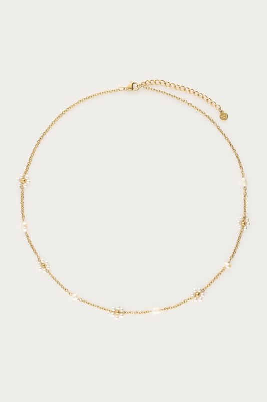 My Jewellery Botanical ketting met zoetwaterparel bloemen goud