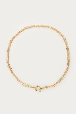 My Jewellery Botanical driedubbele ketting met licht groene kralen goud