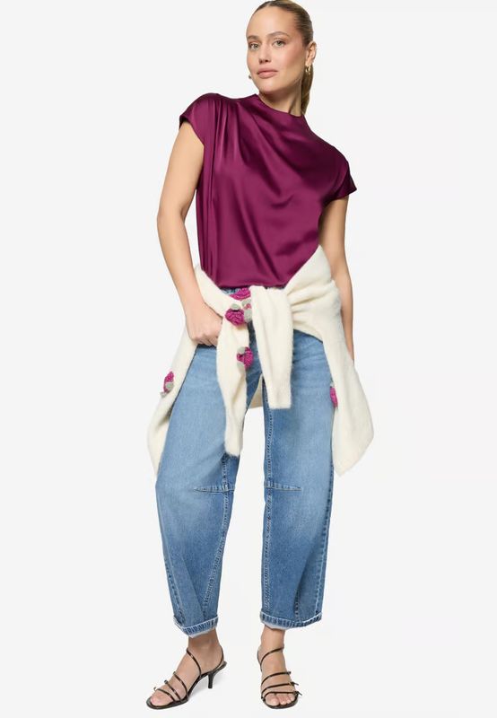 Zero satijnen blouse met kraag Paars