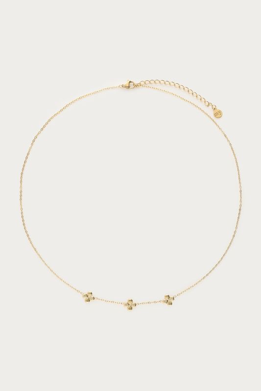 My Jewellery Botanical ketting met drie klaver bloemen goud
