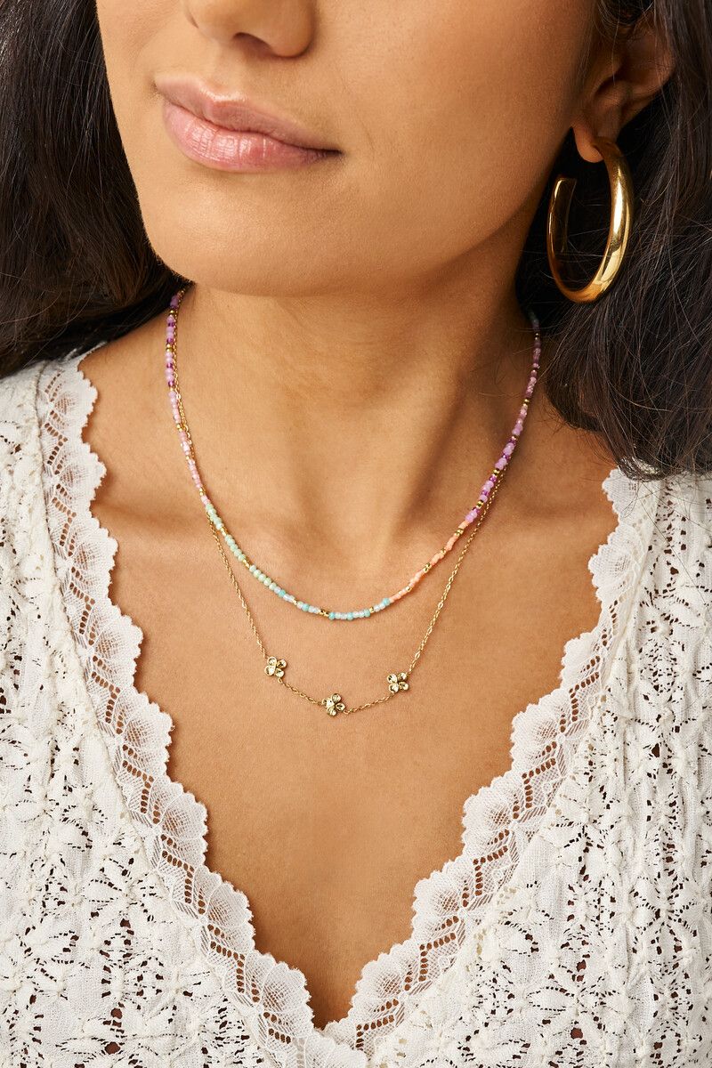 My Jewellery Botanical ketting met drie klaver bloemen goud