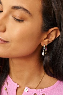 My Jewellery Botanical oorringen met mulitkleur kralen en zoetwaterparels goud