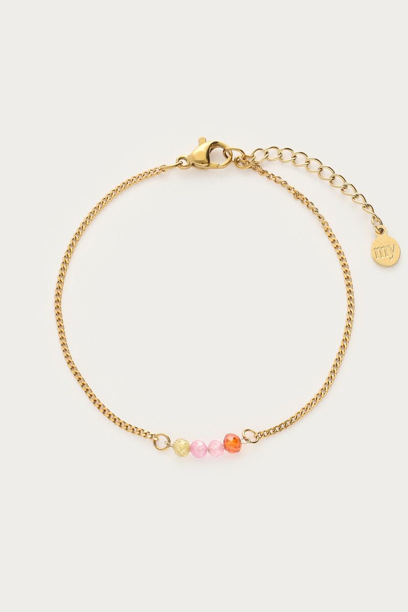 My Jewellery Bracelet fine 4 beads Goud