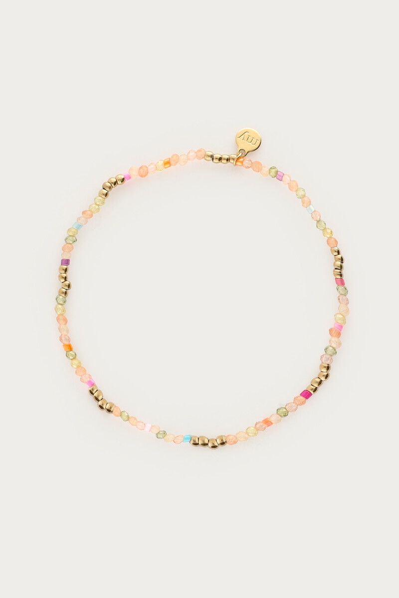 My Jewellery Bracelet elastic green beads Goud