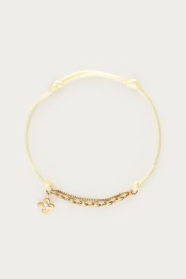 My Jewellery gele touw armband met bloem Goud