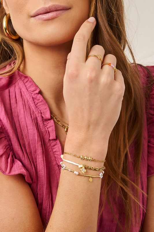 My Jewellery gele touw armband met bloem Goud