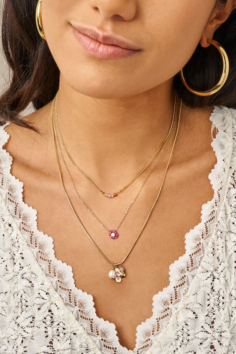 My Jewellery ketting met vier multikleur kralen Goud