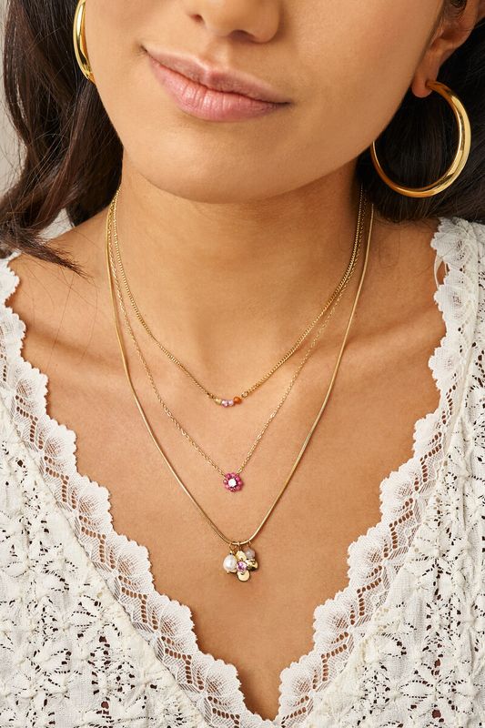My Jewellery ketting met vier multikleur kralen Goud