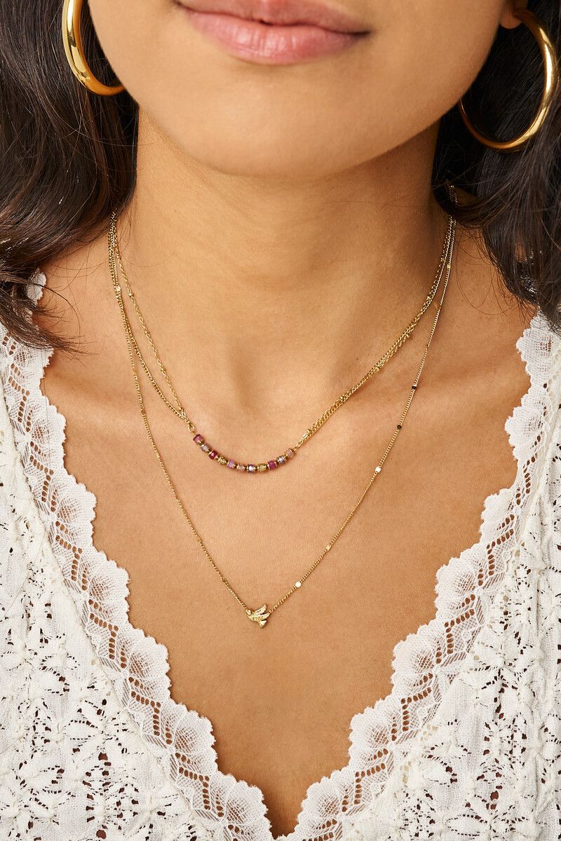 My Jewellery Botanical minimalistische ketting met vogel Goud