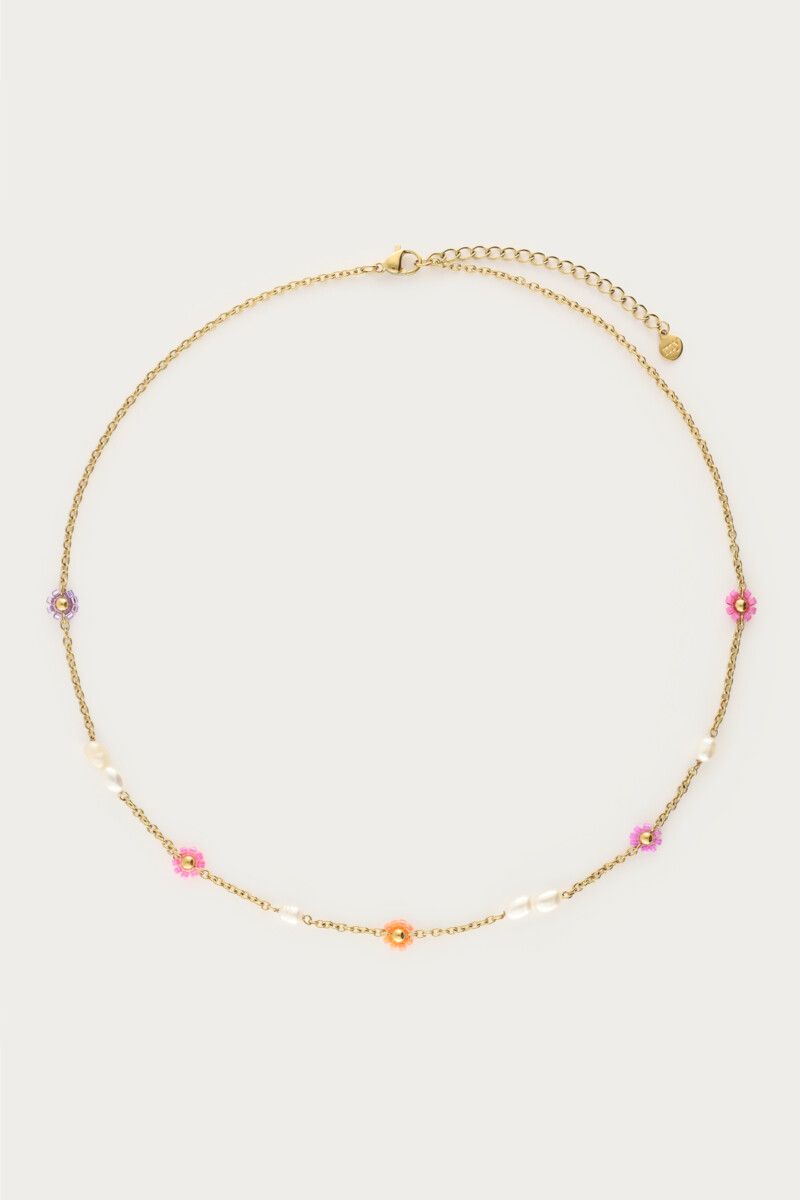 My Jewellery Botanical ketting met bloemen en zoetwaterparels Goud