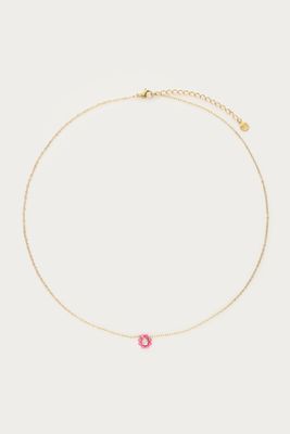 My JewelleryBotanical ketting met kleine roze strass bloem goud