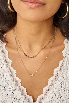My Jewellery Botanical ketting met mini multikleur kralen goud