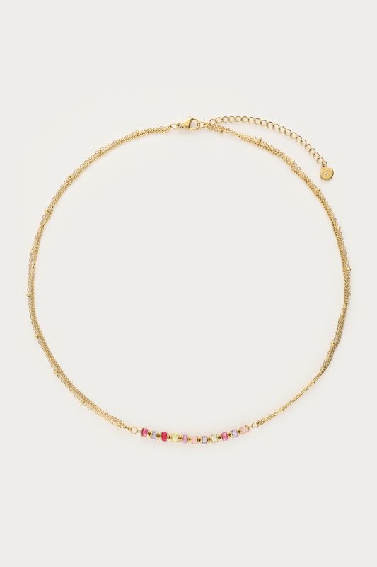 My Jewellery Botanical ketting met mini multikleur kralen goud