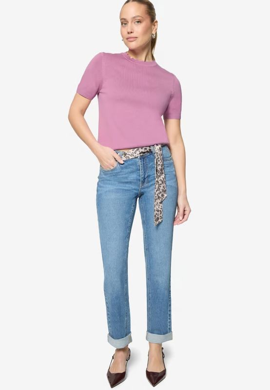 Zero trui met korte mouwen en golvende zoom Paars