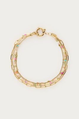 My Jewellery Bracelet triple beads green Goud