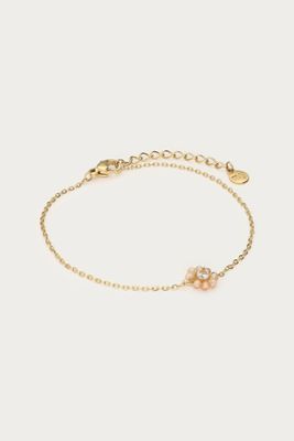 My Jewellery armband met kleine beige strass bloem Goud