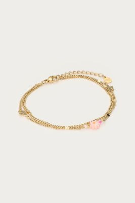 My Jewellery dubbele armband met roze kleine bloem Goud