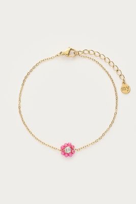 My Jewellery armband met kleine roze strass bloem Goud