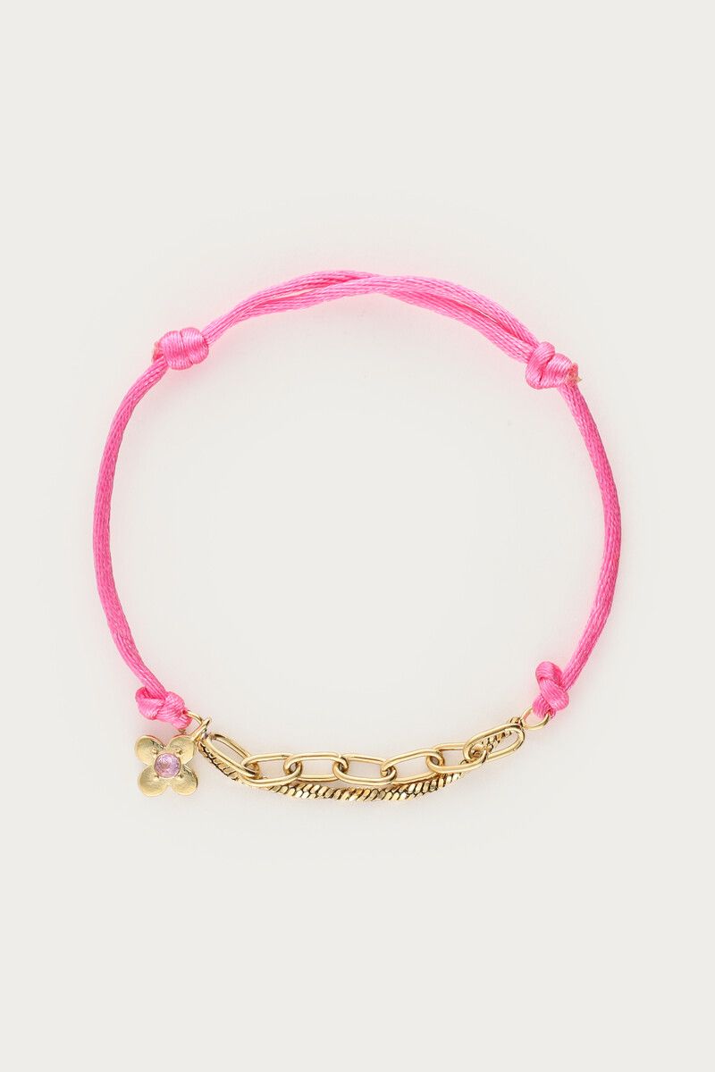 My Jewellery roze touw armband met bloem Goud