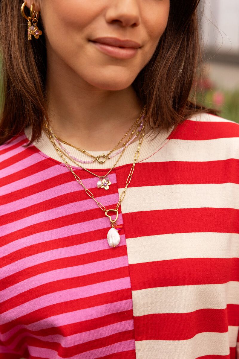 My Jewellery Botanical schakelketting met hartjes bedel en kralen goud